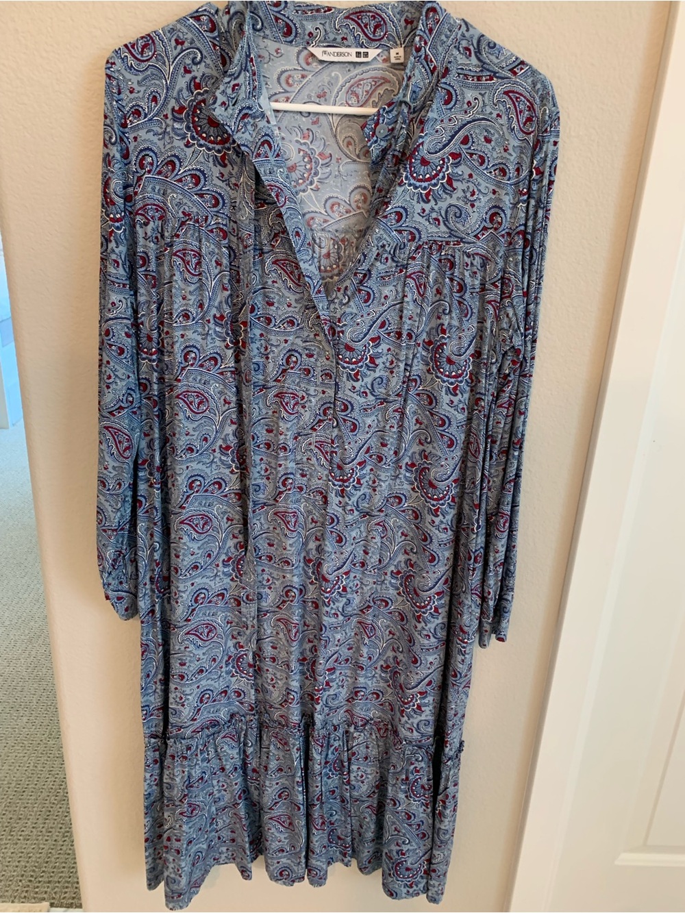 JW ANDERSON X UNIQLO Women's Blue Paisley Print Midi Dress Size Medium